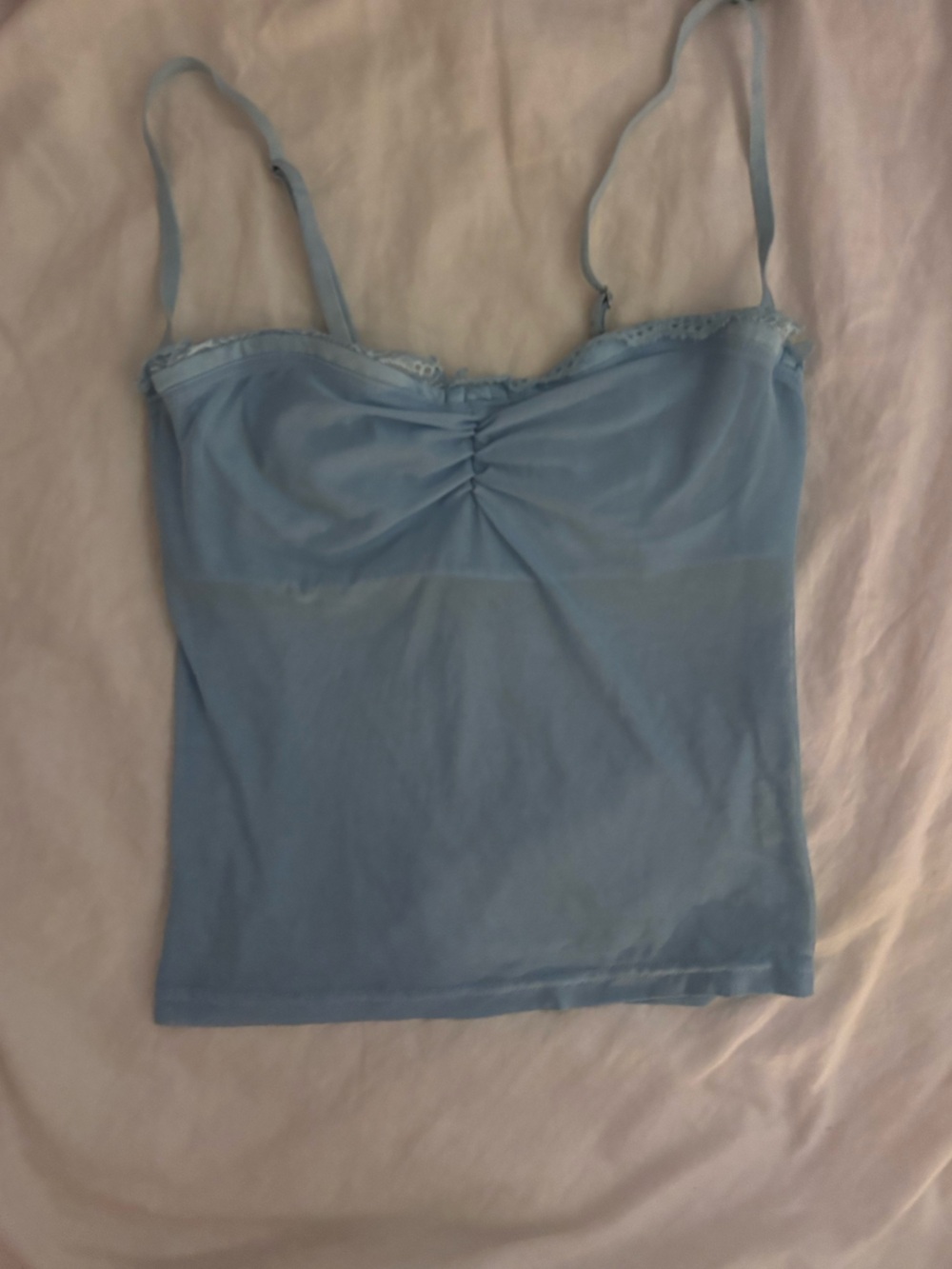 Edikted Pale Blue Ruched Cami with Adjustable Straps